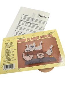 Country Wood Goose Plaque With Pegs VTG 9.25 X 6” Paint Yourself Geese in Cart